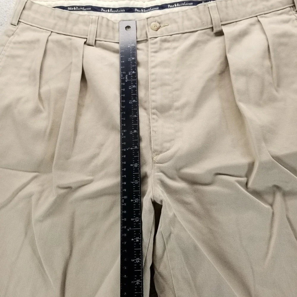 Polo Ralph Lauren Pants Mens 38x30‎ Beige Pleated Chino Straight Khakis Trousers